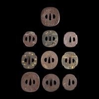 Ten Japanese Mixed-Metal Tsuba, Edo Period, 18th/19th century — 日本江戶時代 刀镡一組十件