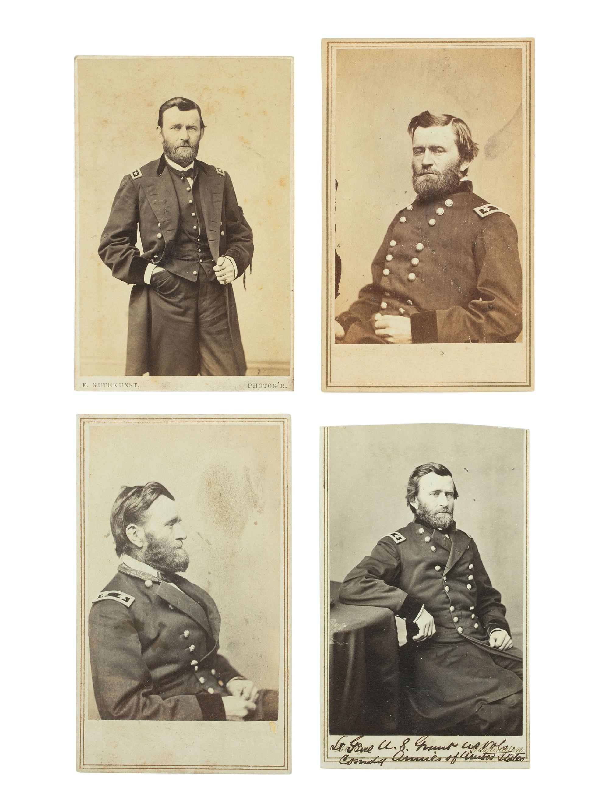 [CIVIL WAR]. A group of 4 CDVs of Ulysses S. Grant by BRADY, ANTHONY and GUTEKUNST. Ca 1860s.