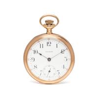 WALTHAM, 14K PINK GOLD OPEN FACE POCKET WATCH