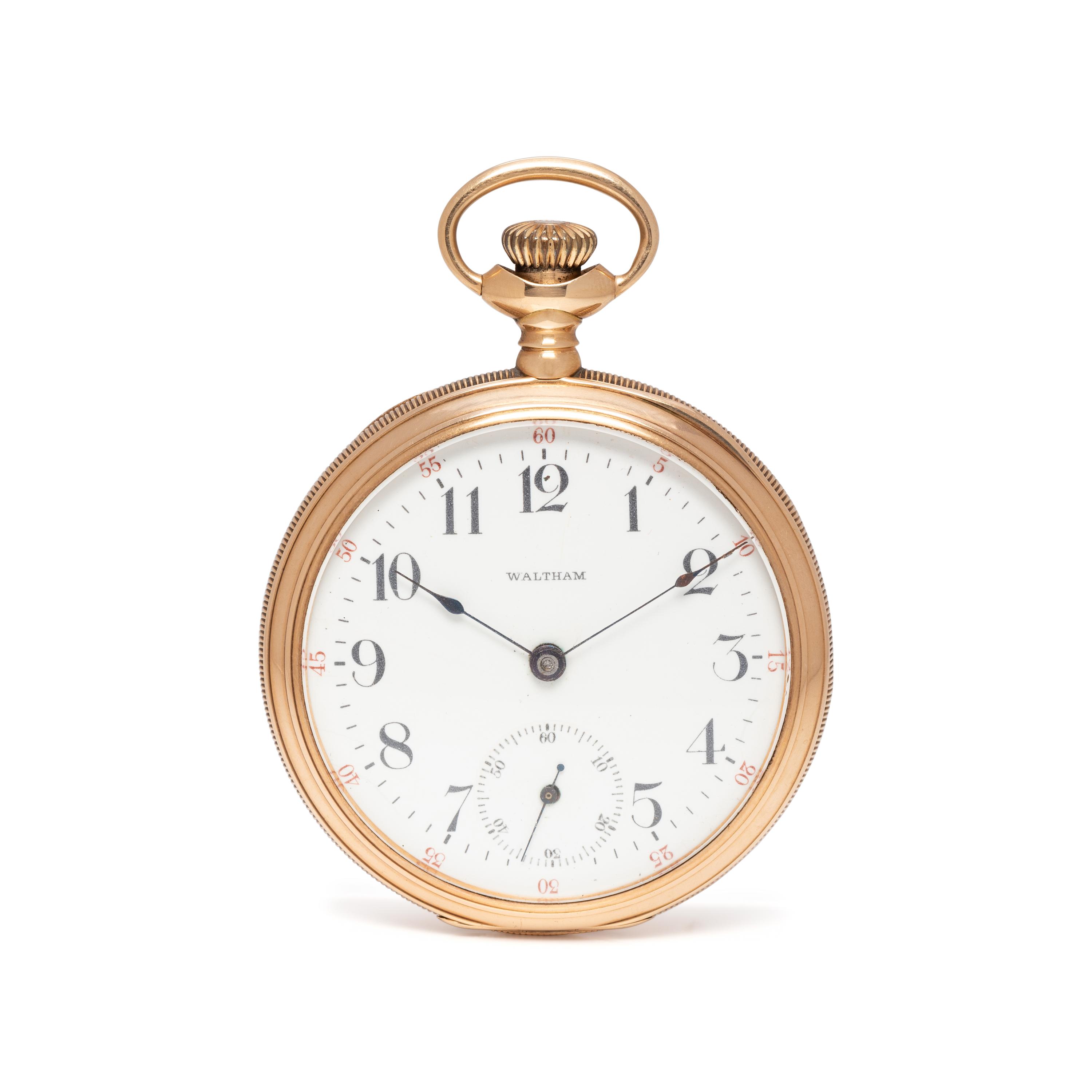 WALTHAM, 14K PINK GOLD OPEN FACE POCKET WATCH