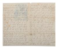 Private Daniel Lee Holgate, Company G, 52nd Illinois Infantry Regiment, KIA at Shiloh. Autographed letter humorously suggesting the use of hardtack to build a fort. Cameron, MO. 1 January 1862.