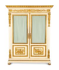 A Louis XVI Style White Painted and Parcel Gilt Armoire — Early 20th Century