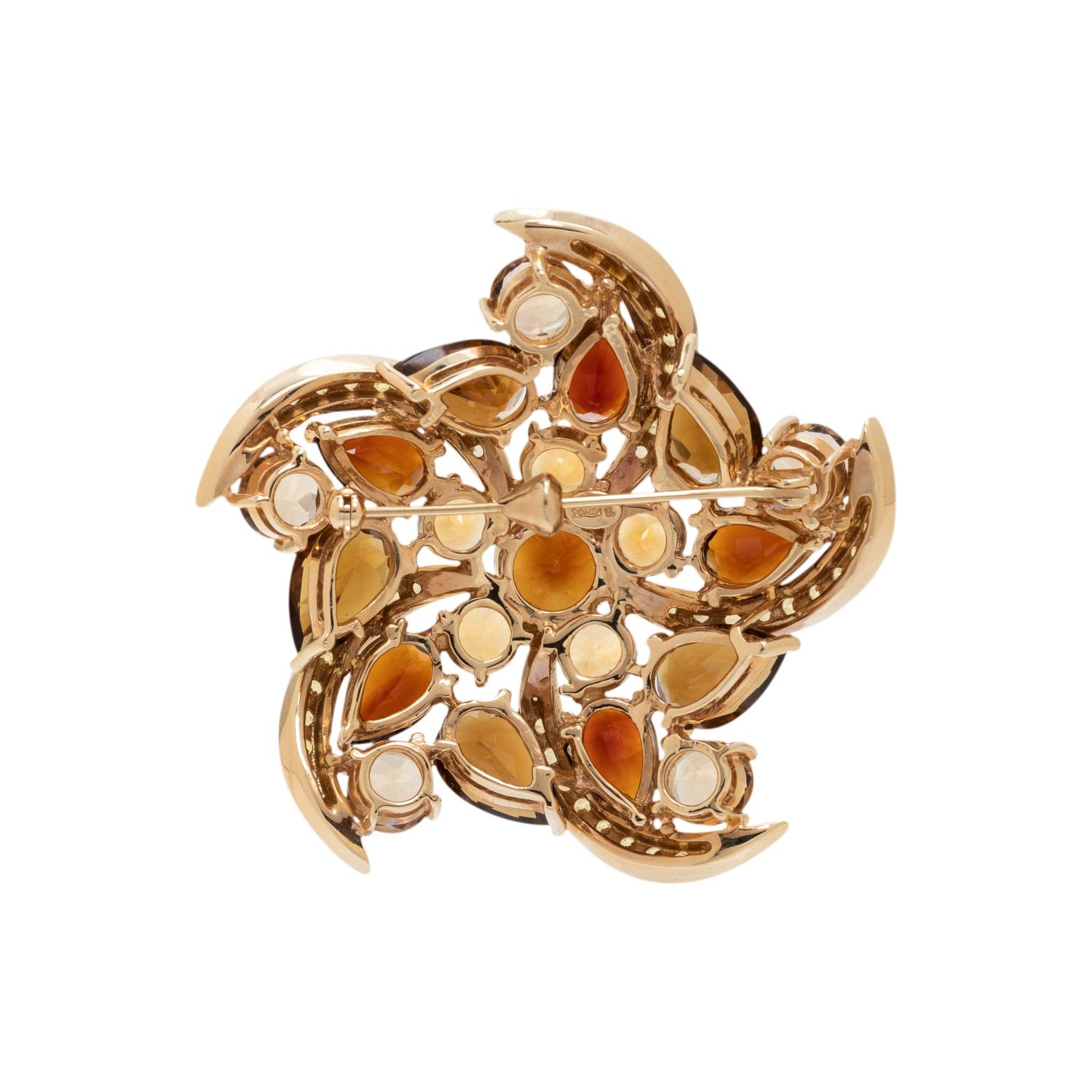 SONIA B., CITRINE AND YELLOW SAPPHIRE BROOCH