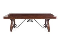 A Spanish Baroque Style Iron-Mounted Walnut and Elm Trestle Table