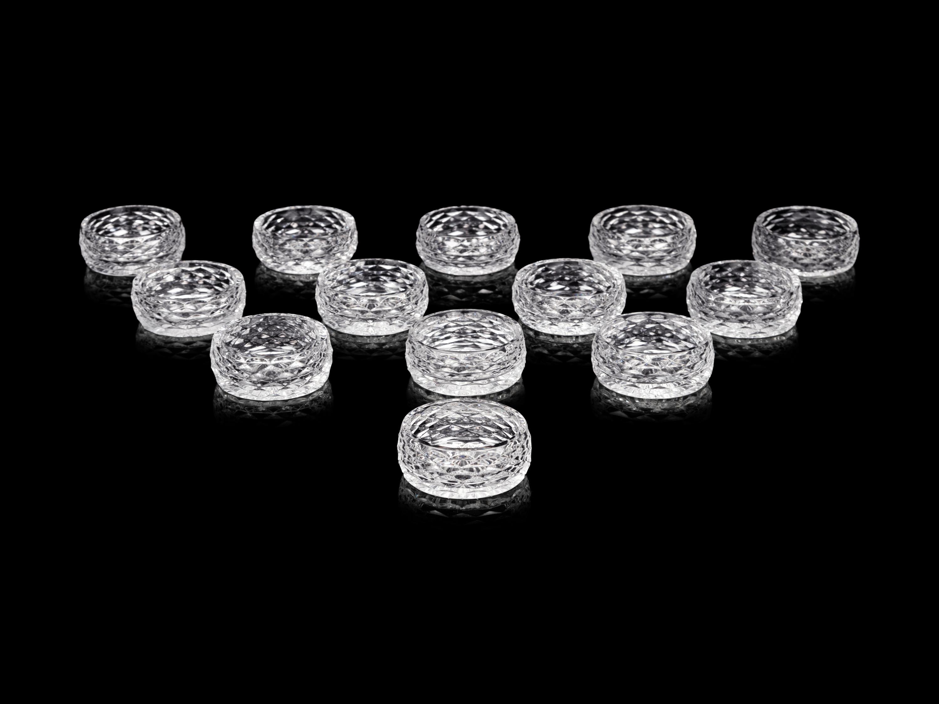 A Set of Thirteen William Yeoward Cut Glass Salt Cellars