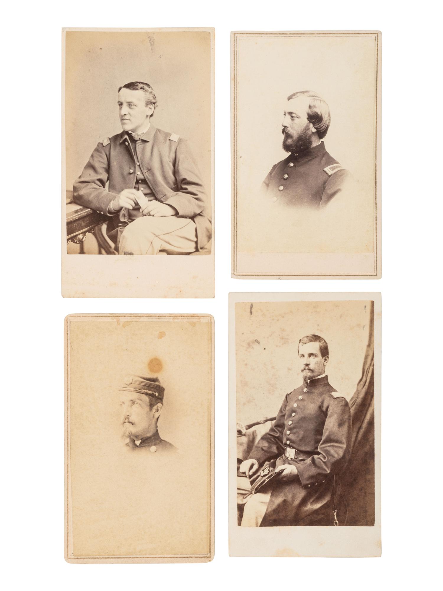 [US COLORED TROOPS]. A group of 10 CDVs featuring officers of the 54th and 55th Massachusetts Regiments, USCT.