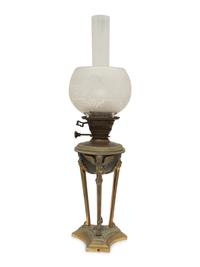 A French Gilt Bronze and Tôle Cassolette Mounted as a Lamp with a Frosted Glass Shade
