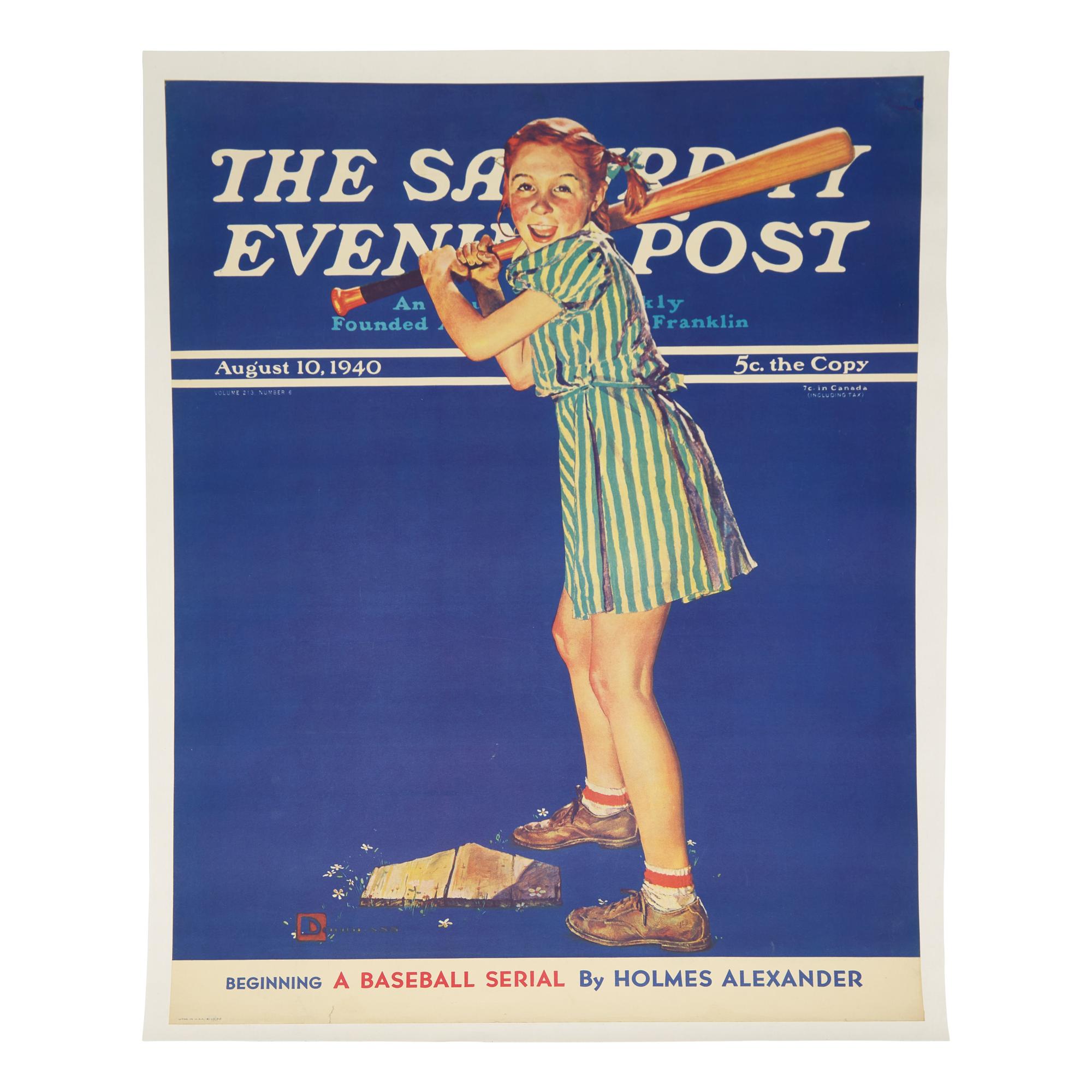 [Baseball] Poster of Douglass Crockwell's Iconic Up at Bat Image for the August 10, 1940 cover of The Saturday Evening Post