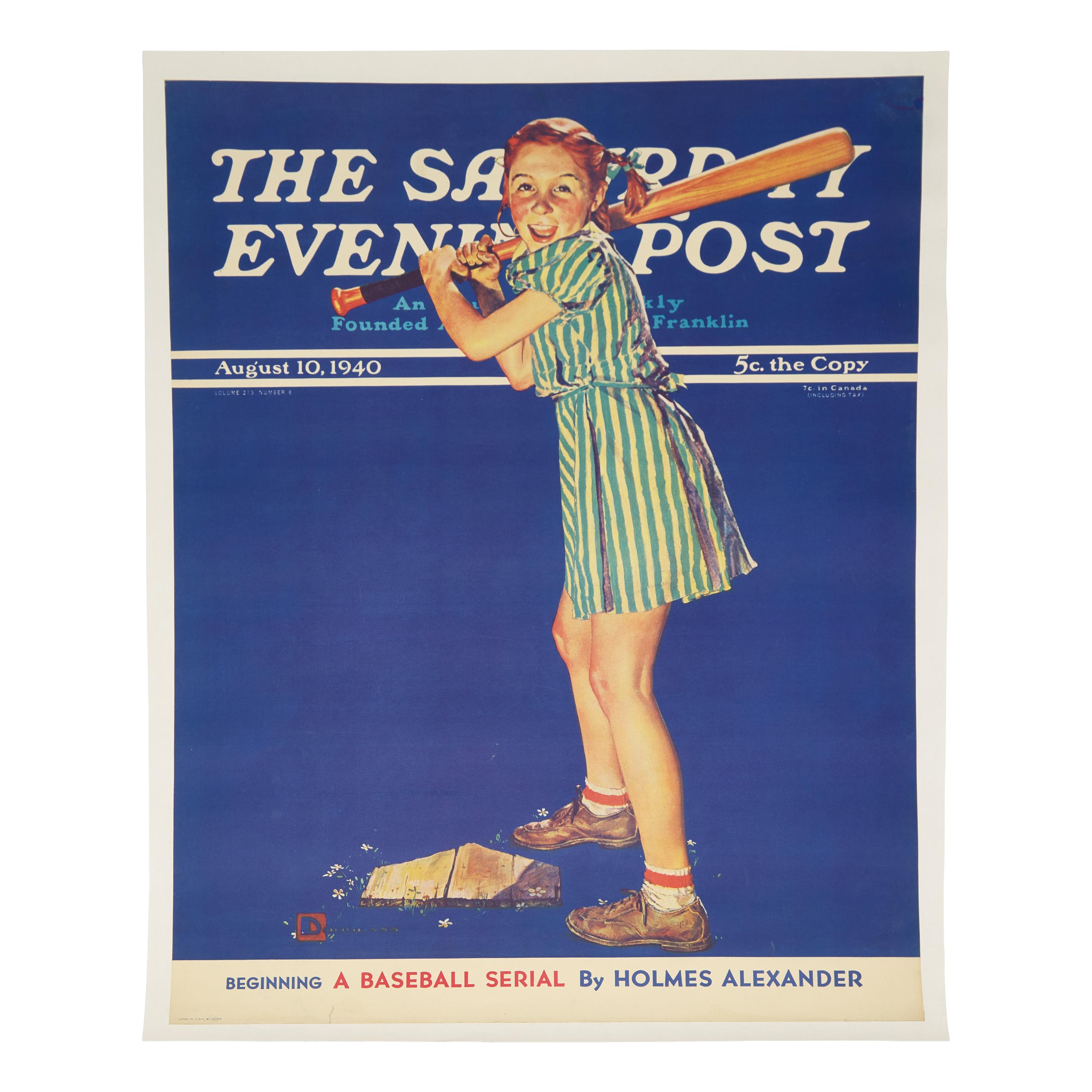 [Baseball] Poster of Douglass Crockwell's Iconic Up at Bat Image for the August 10, 1940 cover of The Saturday Evening Post