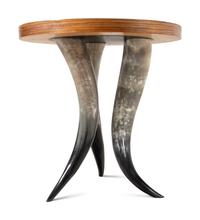 A Horn and Wood Veneer Side Table