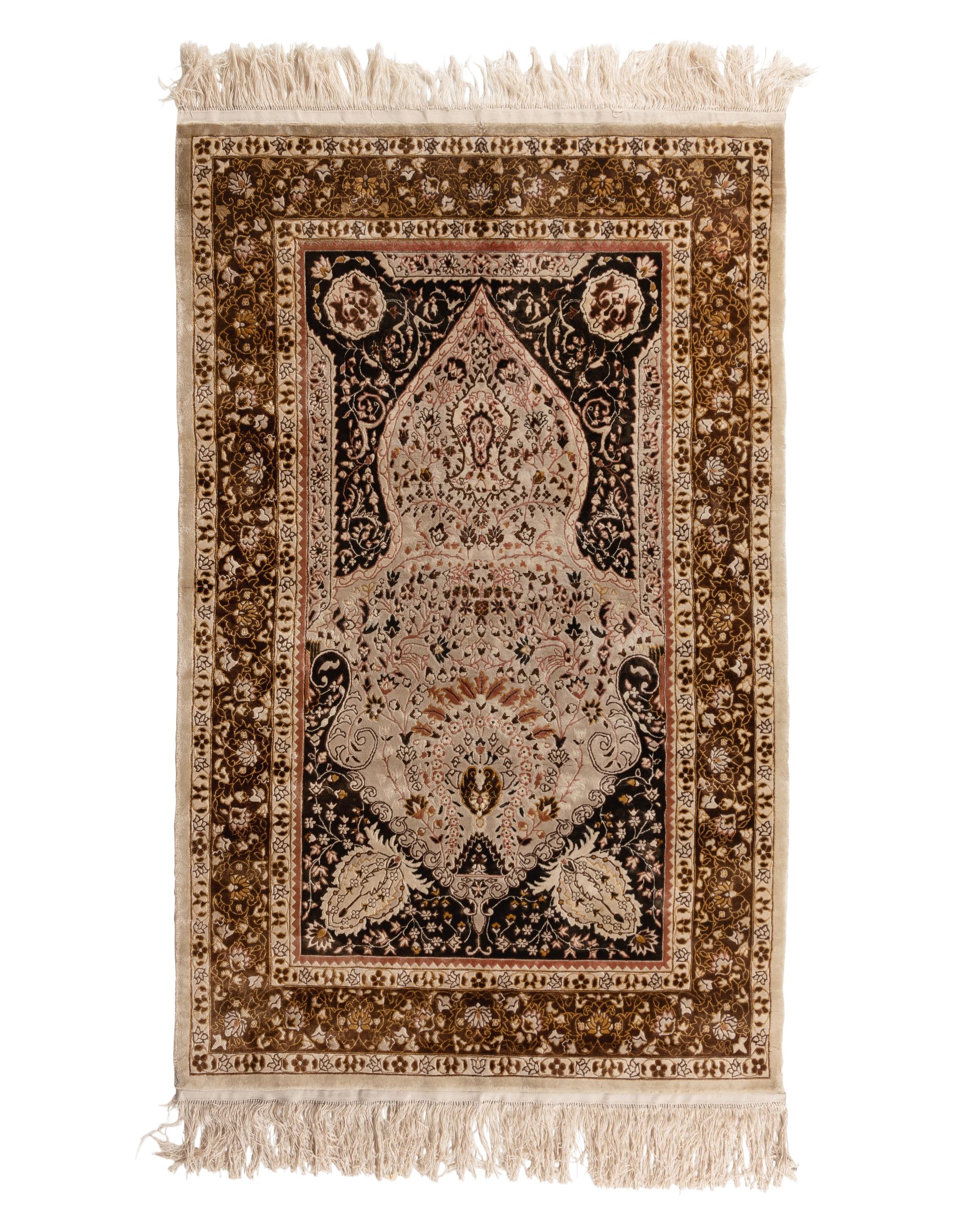 A Hereke Silk Prayer Rug