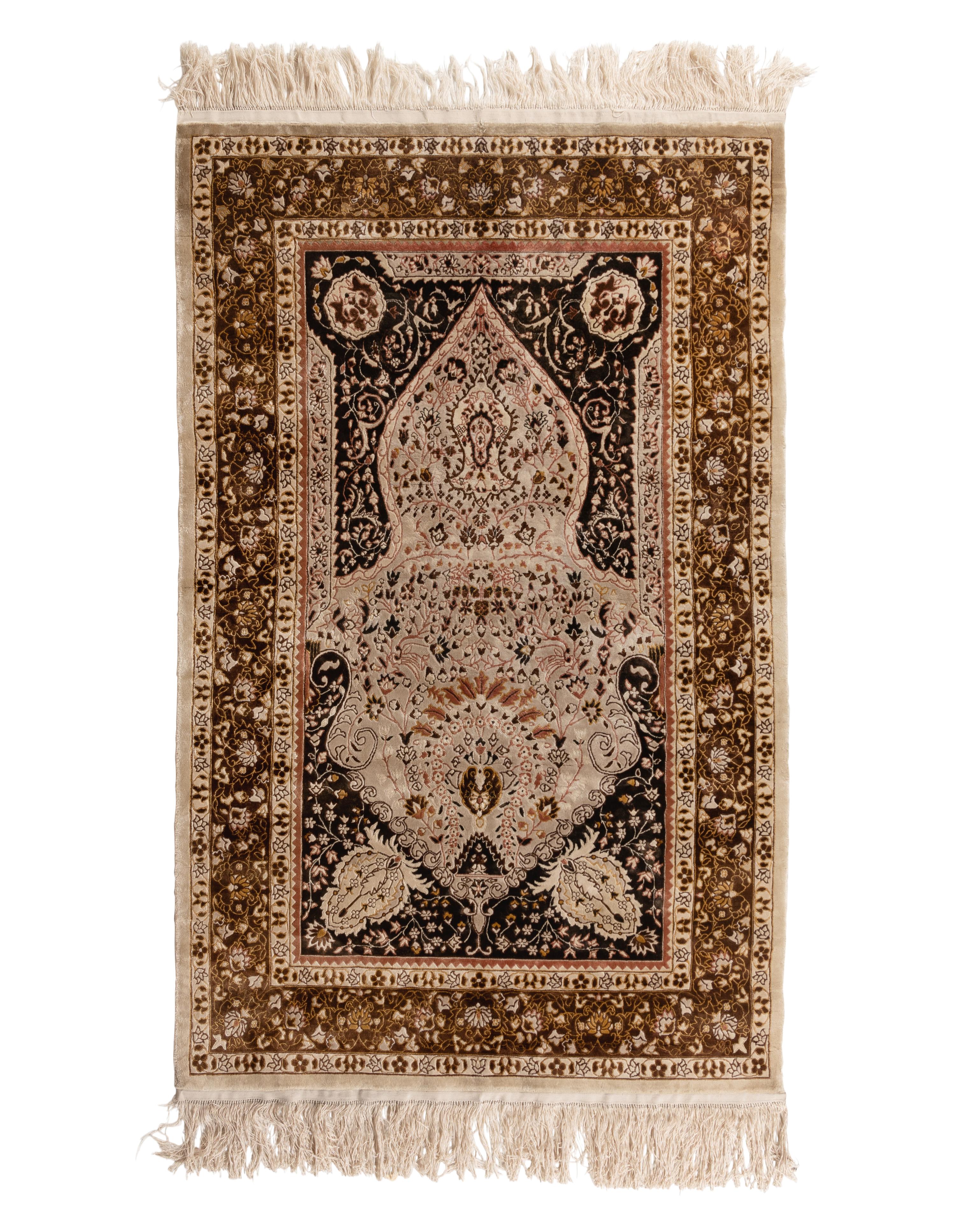 A Hereke Silk Prayer Rug