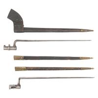 Two US Civil War Bayonets & 3 Scabbards: M1855 and M1835