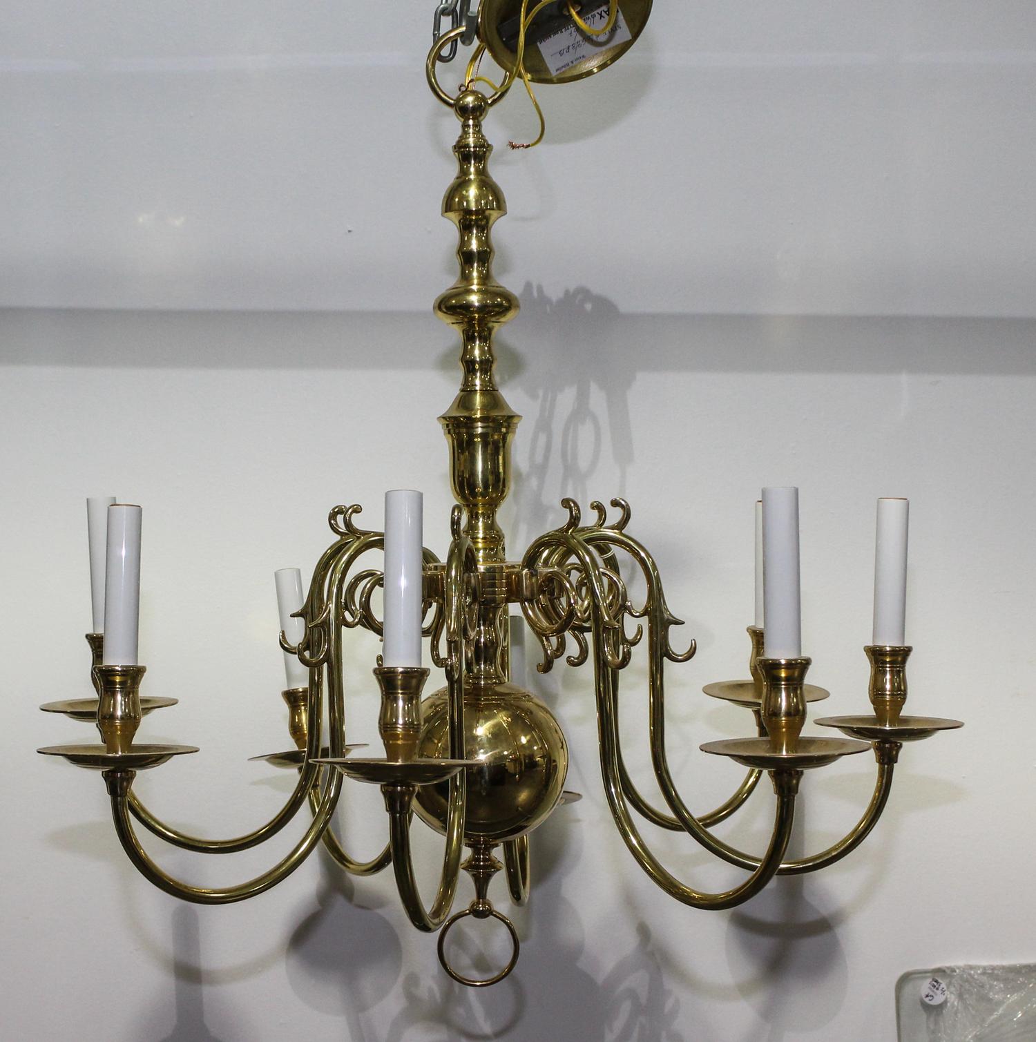 A Dutch Baroque Style Eight-Light Chandelier Height 29 inches. — 20TH CENTURY