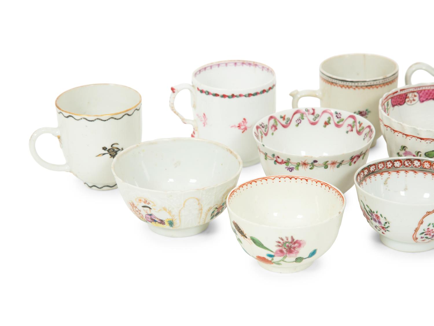 A Collection of Chinese Export Porcelain Tea Bowls and Cups