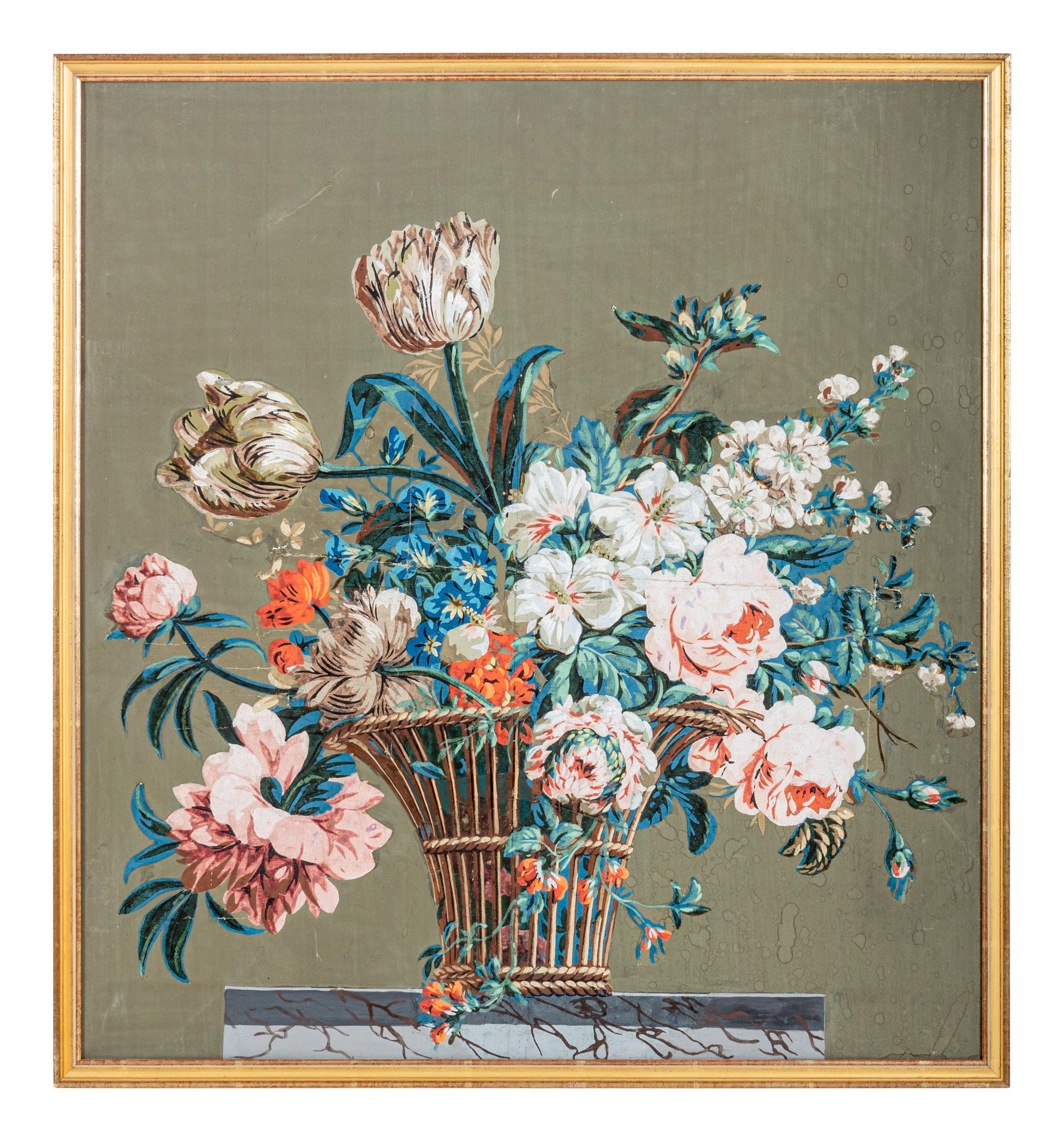 A French Painted Wallpaper Panel