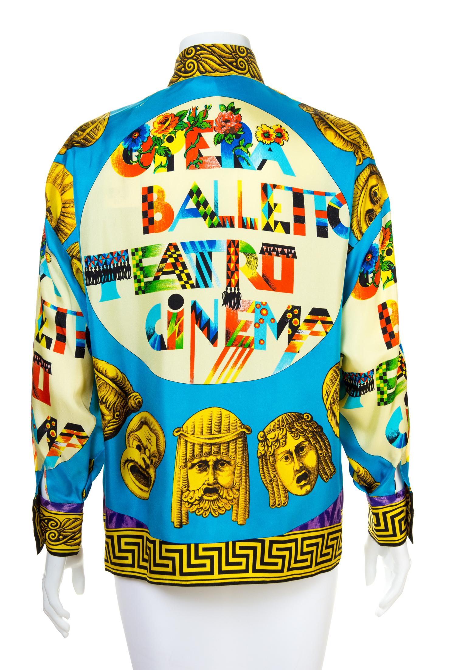 A Gianni Versace Silk Print Shirt, Size 34.
