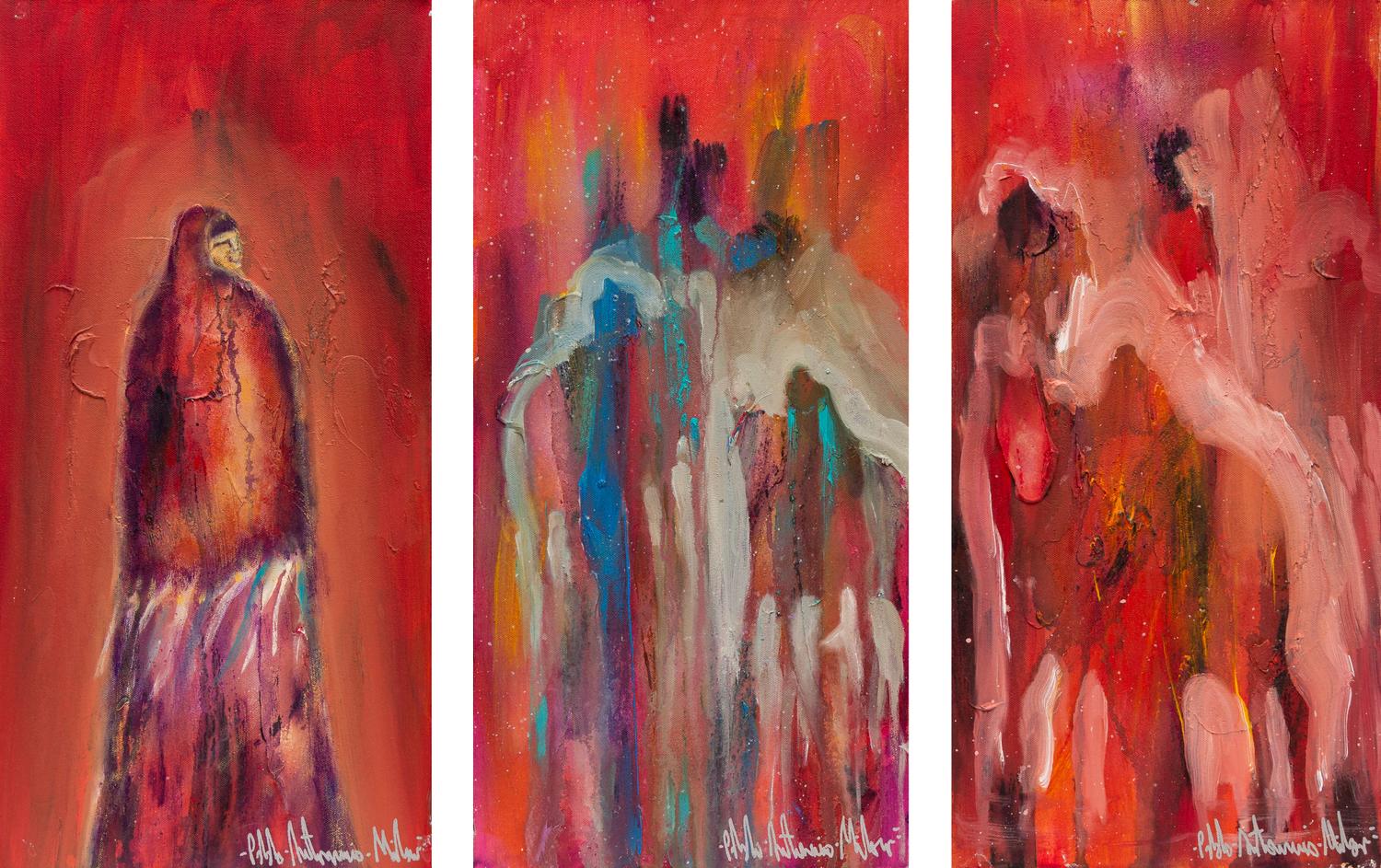 Three Works: Maiden , Two Riders and Red Horsemen