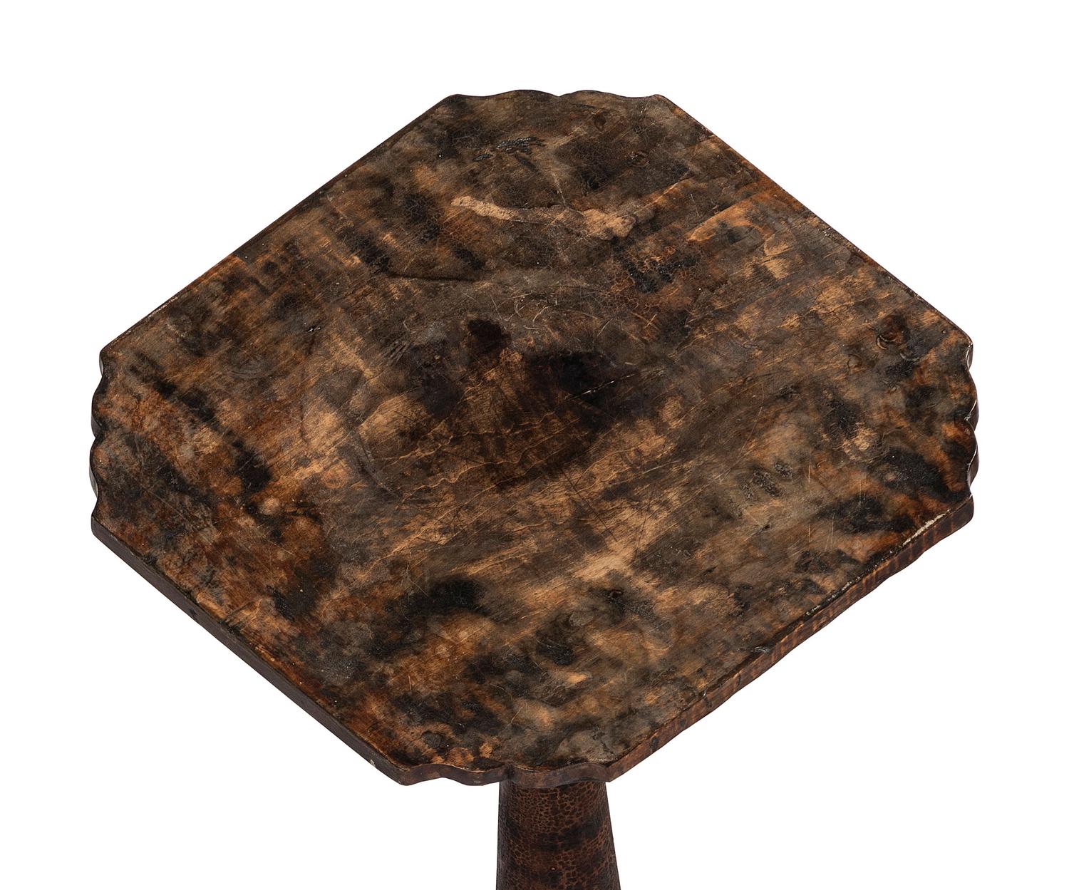 A Federal Turned and Stained Cherrywood Tablet-Top Candlestand