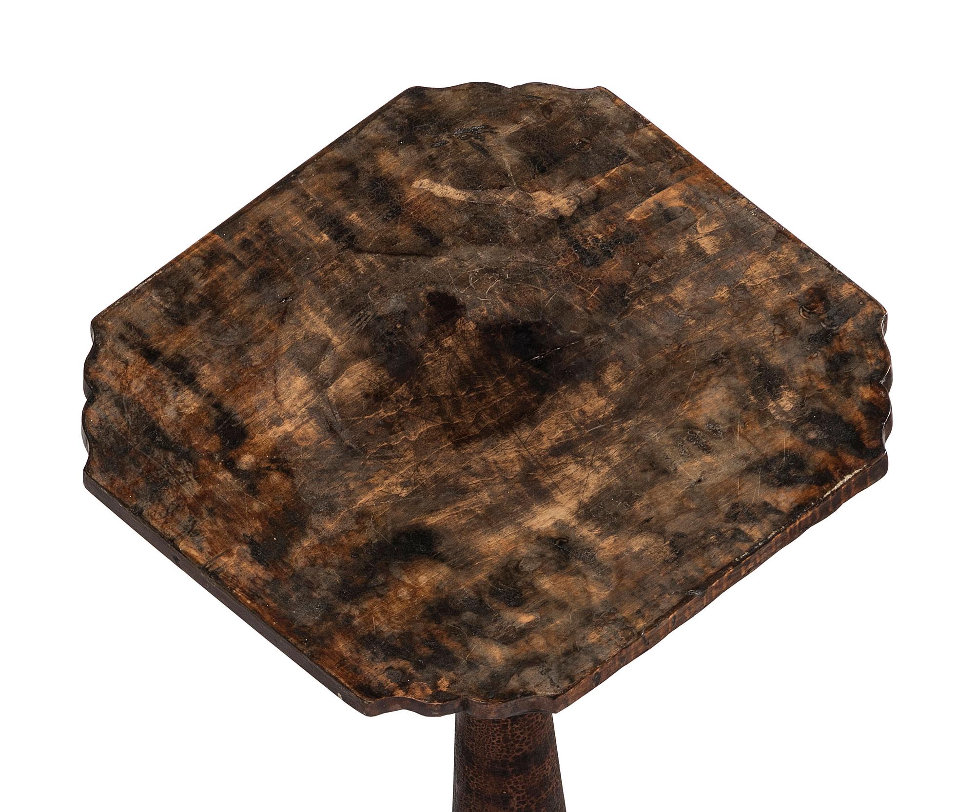 A Federal Turned and Stained Cherrywood Tablet-Top Candlestand