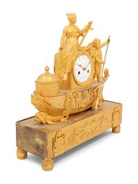 An Empire Gilt Bronze Figural Mantel Clock