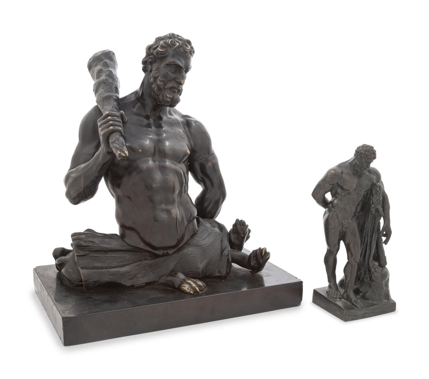A Grand Tour Bronze Farnese Hercules and a Similar Bronze Bust of Hercules