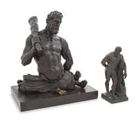 A Grand Tour Bronze Farnese Hercules and a Similar Bronze Bust of Hercules
