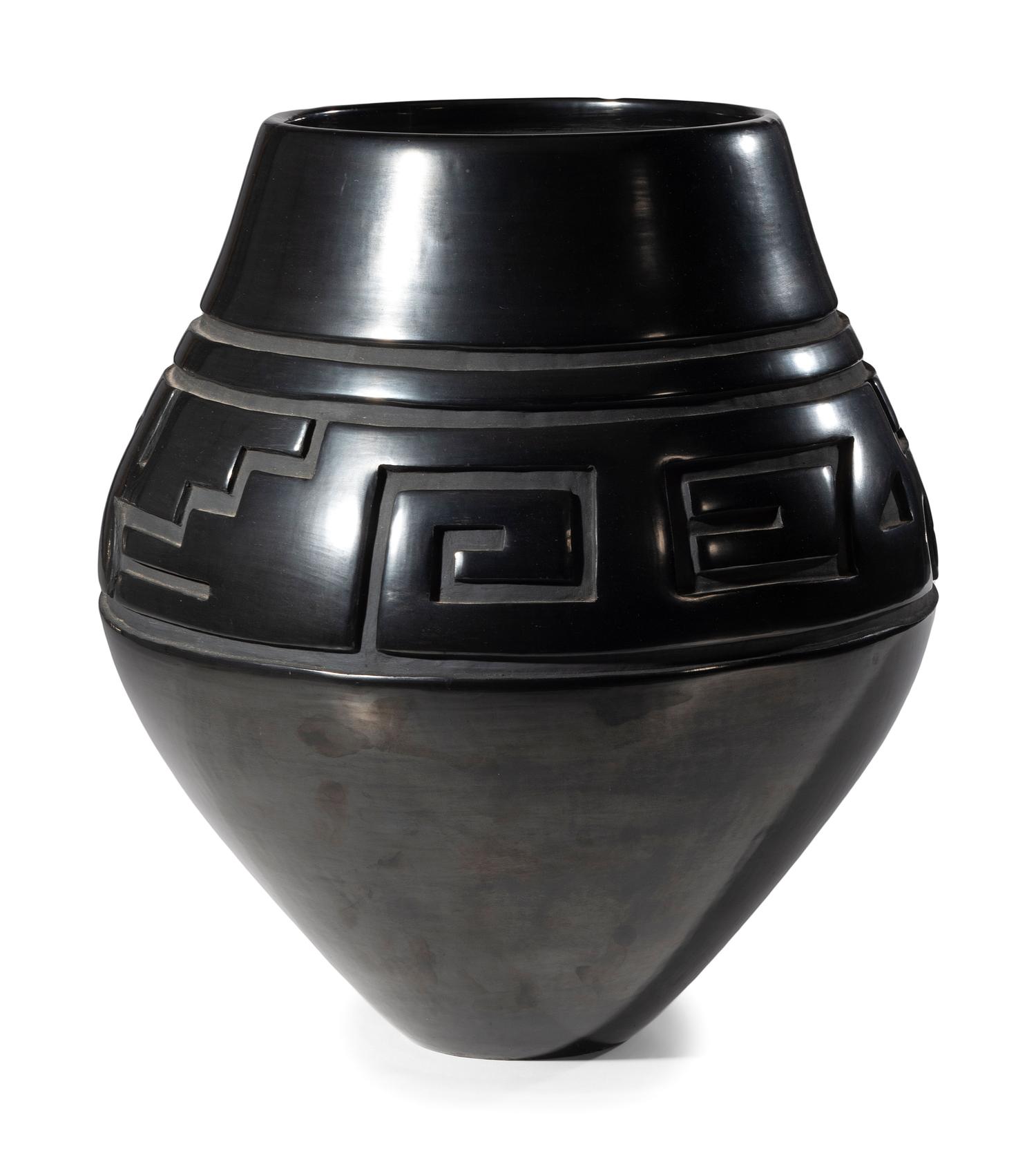 Award Winning Carved Blackware Pottery Vase