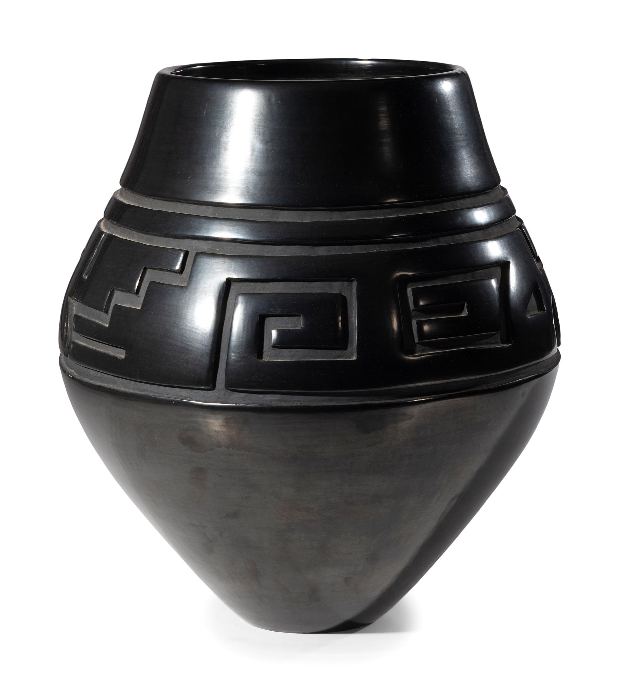 Award Winning Carved Blackware Pottery Vase