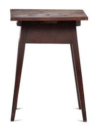 A Country Federal Brown Painted Maple One-Drawer Splayed Leg Work Table