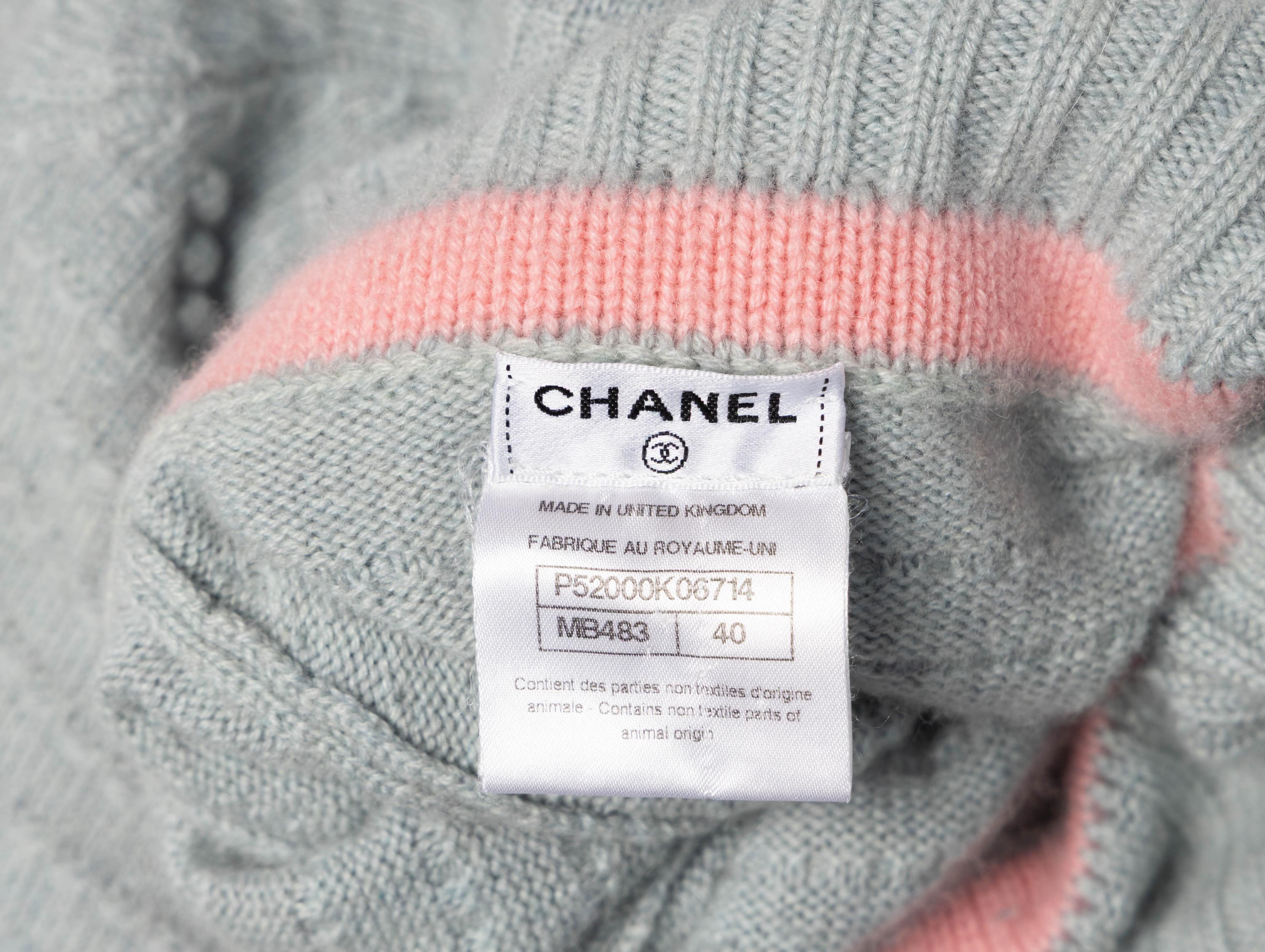 Chanel, Floral Turtleneck Cashmere Sweater