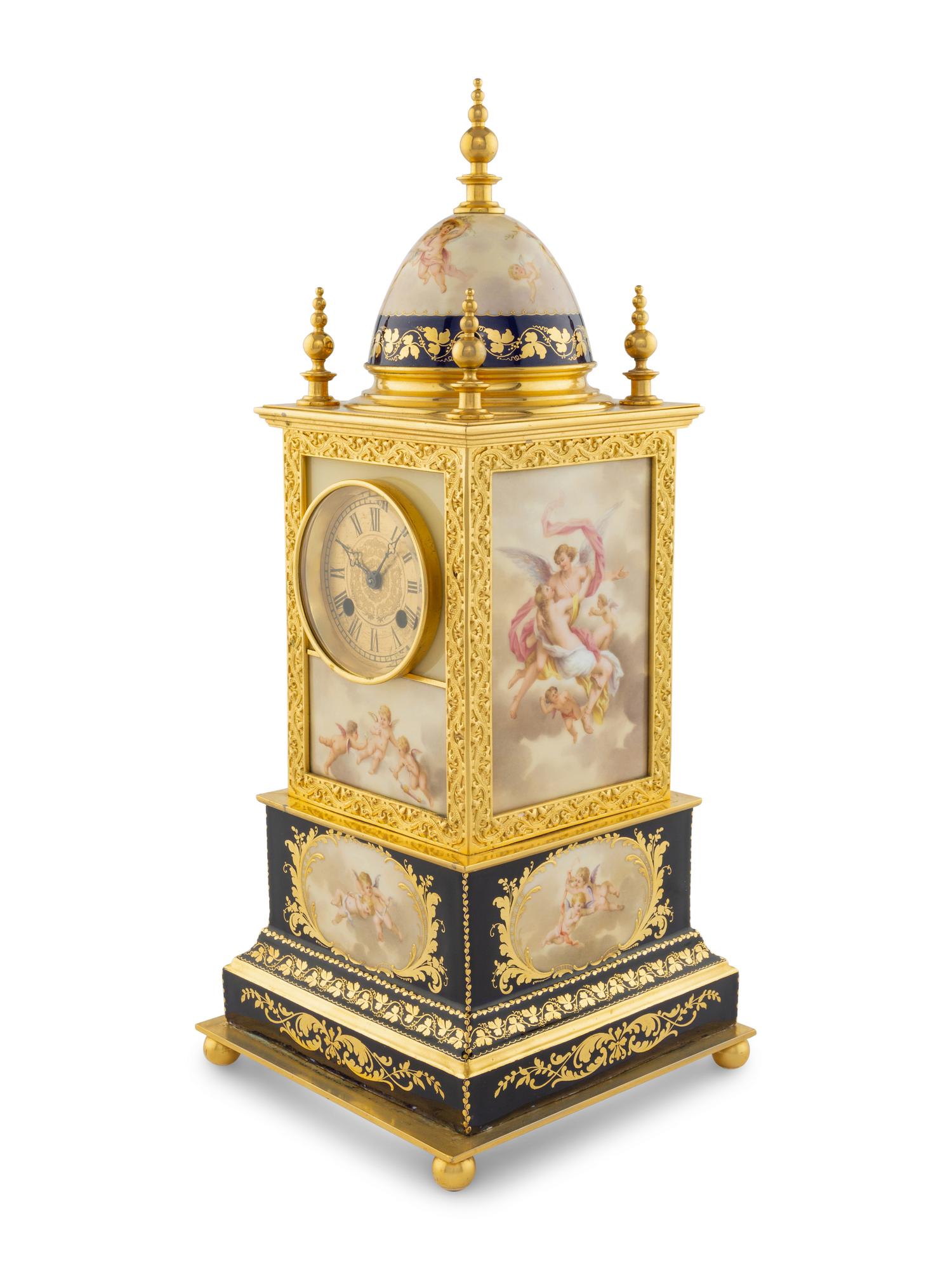 A Vienna Gilt Bronze Mounted Porcelain Clock