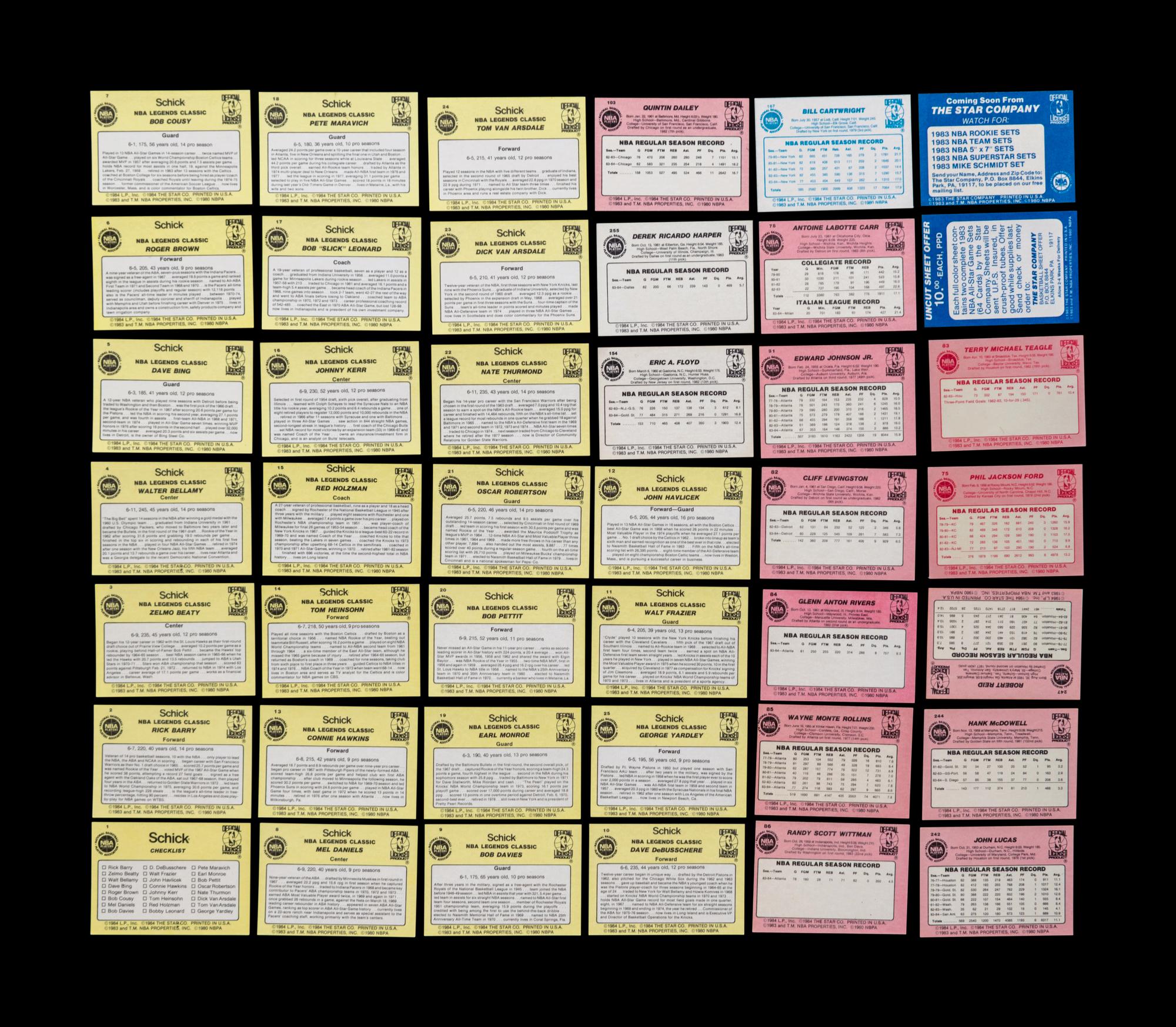 A Group of Assorted 1983, 1984, 1985 and 1986 Star Co. Basketball Cards, Including a John Stockton Rookie and Larry Bird Set,