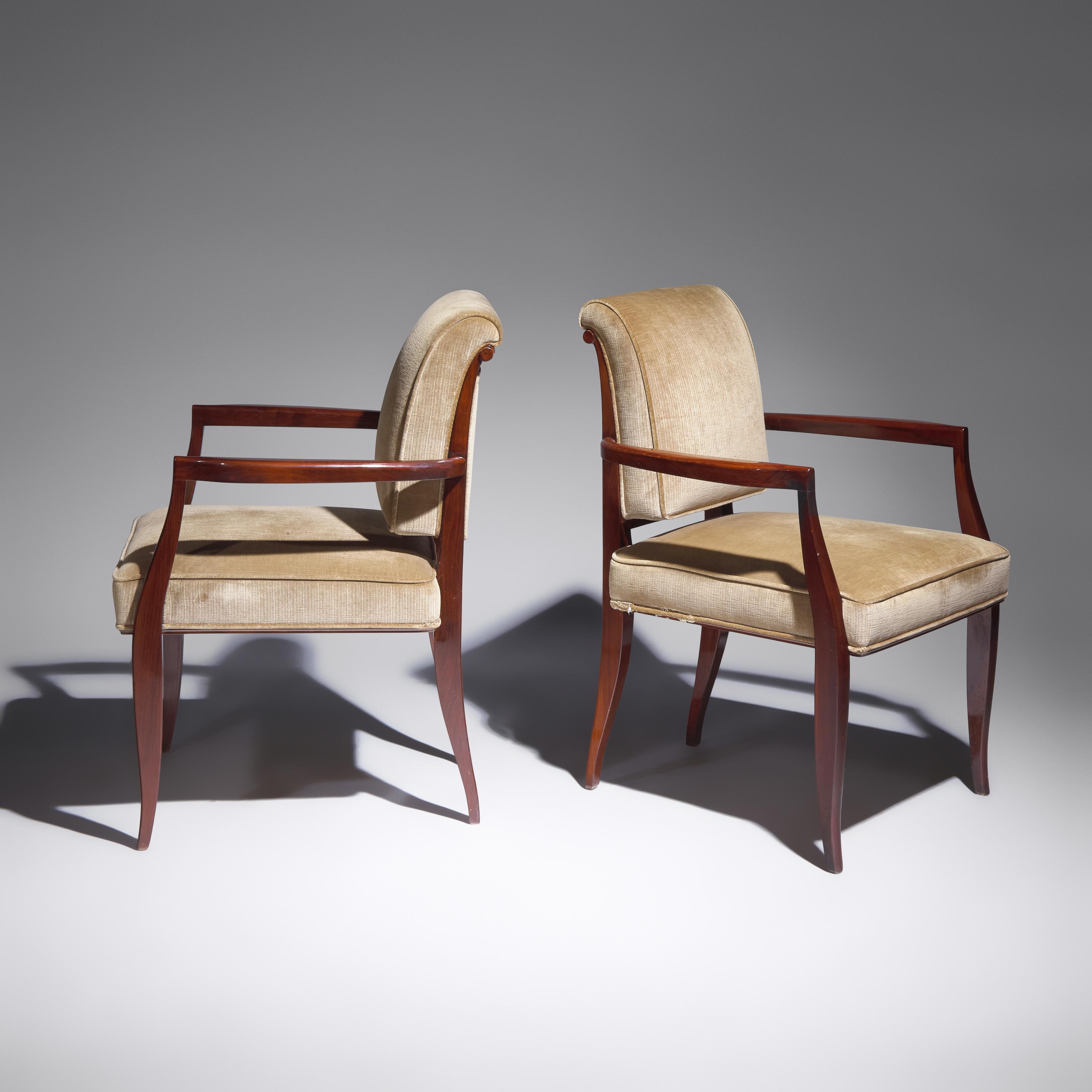 Émile-Jacques Ruhlmann (French, 1879-1933) — Pair of Drouant chairs, designed 1925