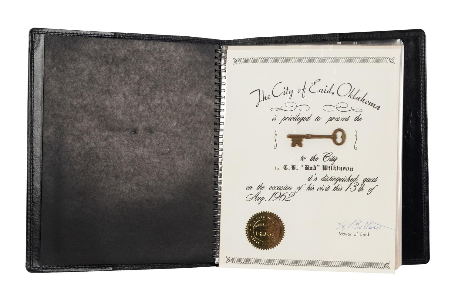 An August 13, 1962 Enid, Oklahoma Bud Wilkinson Day Presentation Including Telegram from President John F. Kennedy