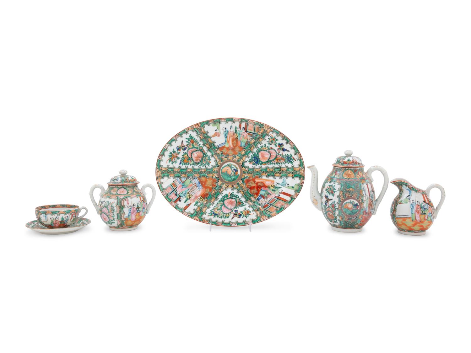 A Partial Set of Chinese Rose Medallion Porcelain Dinner Service