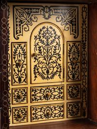 A Flemish Baroque Style Gilt Bronze Mounted Marquetry and Specimen Semi-Precious Stone Collector’s Cabinet on Stand