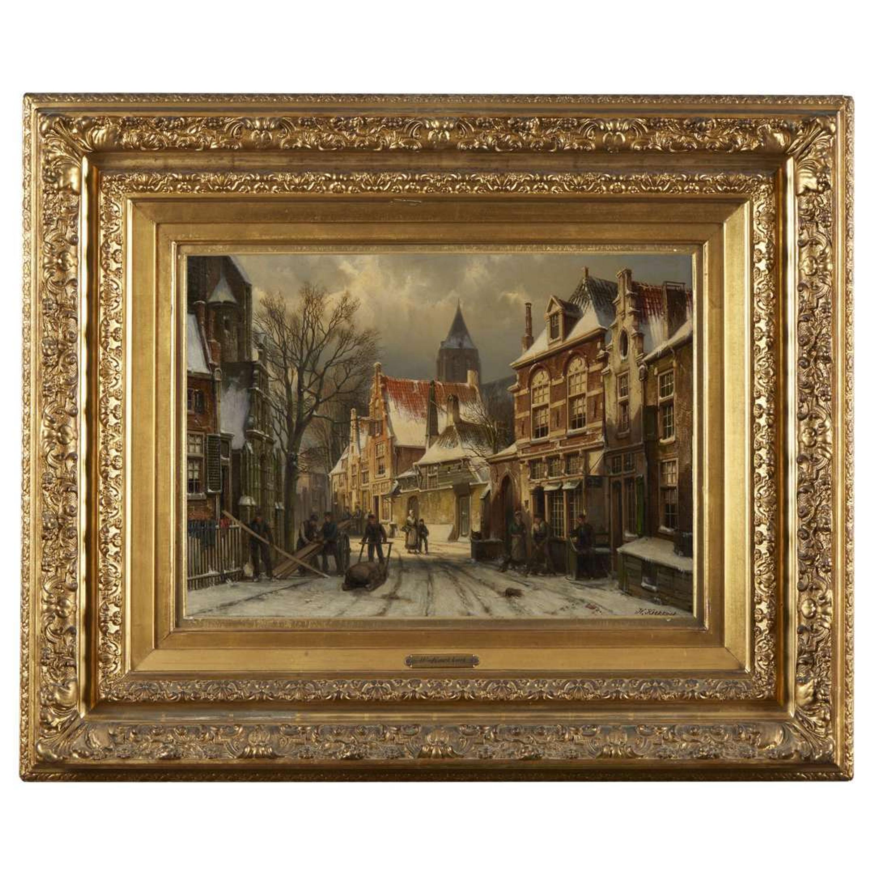 WILLEM KOEKKOEK (DUTCH 1839-1895) TOWN IN WINTER