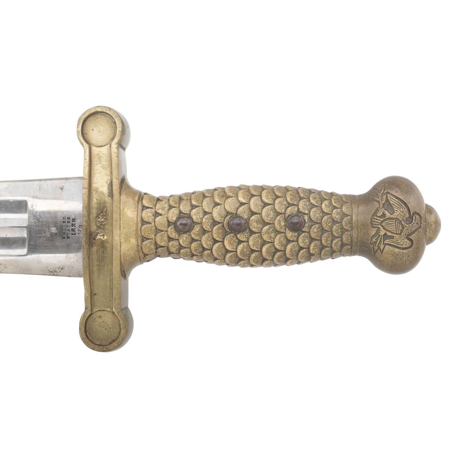 Massachusetts Marked Ames Model 1832 Heavy Artillery Saber & Scabbard Dated 1839