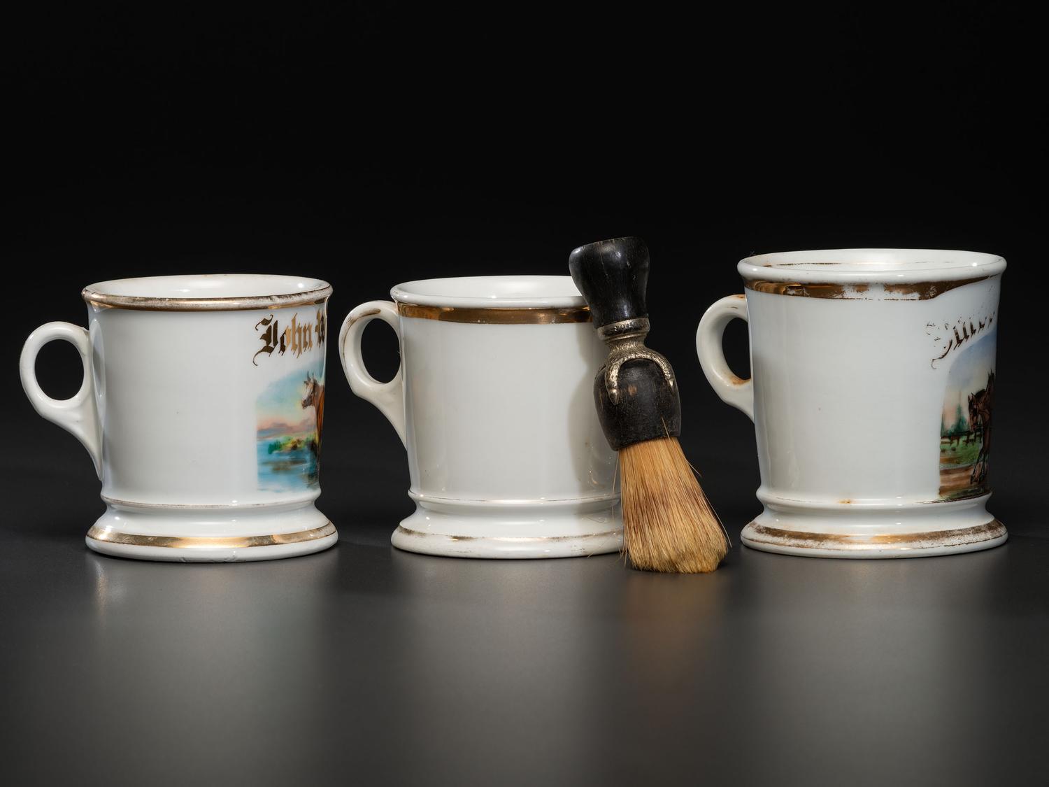 Three Farmer's Porcelain Occupational Shaving Mugs