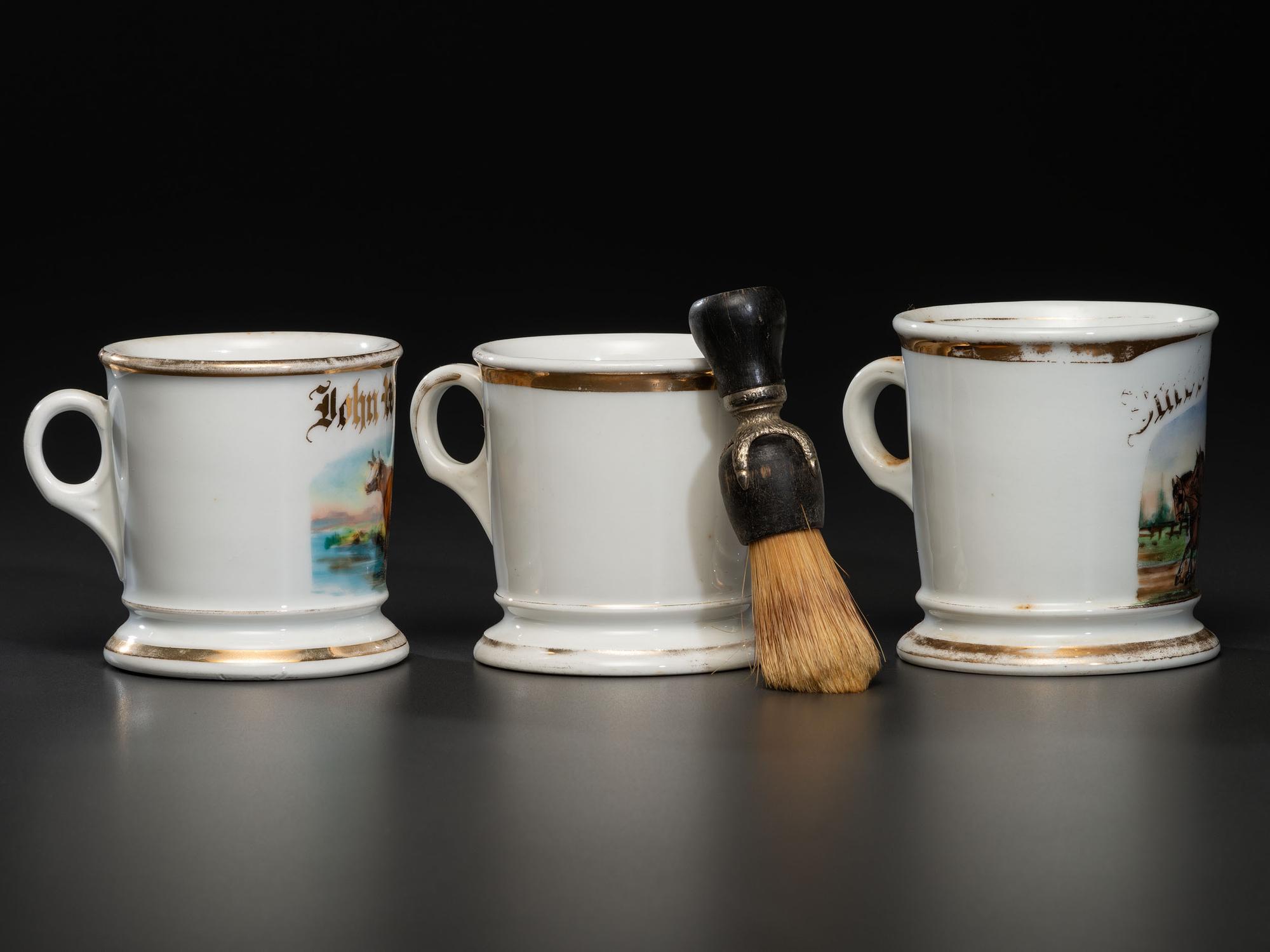 Three Farmer's Porcelain Occupational Shaving Mugs