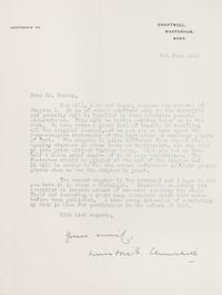 CHURCHILL, WINSTON. Typed letter signed, June 6, 1932. To George Harrap, re: chapt. for biography of Duke of Marlborough.