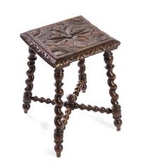 A Baroque Style Oak Stool Height 18 inches. — 20TH CENTURY