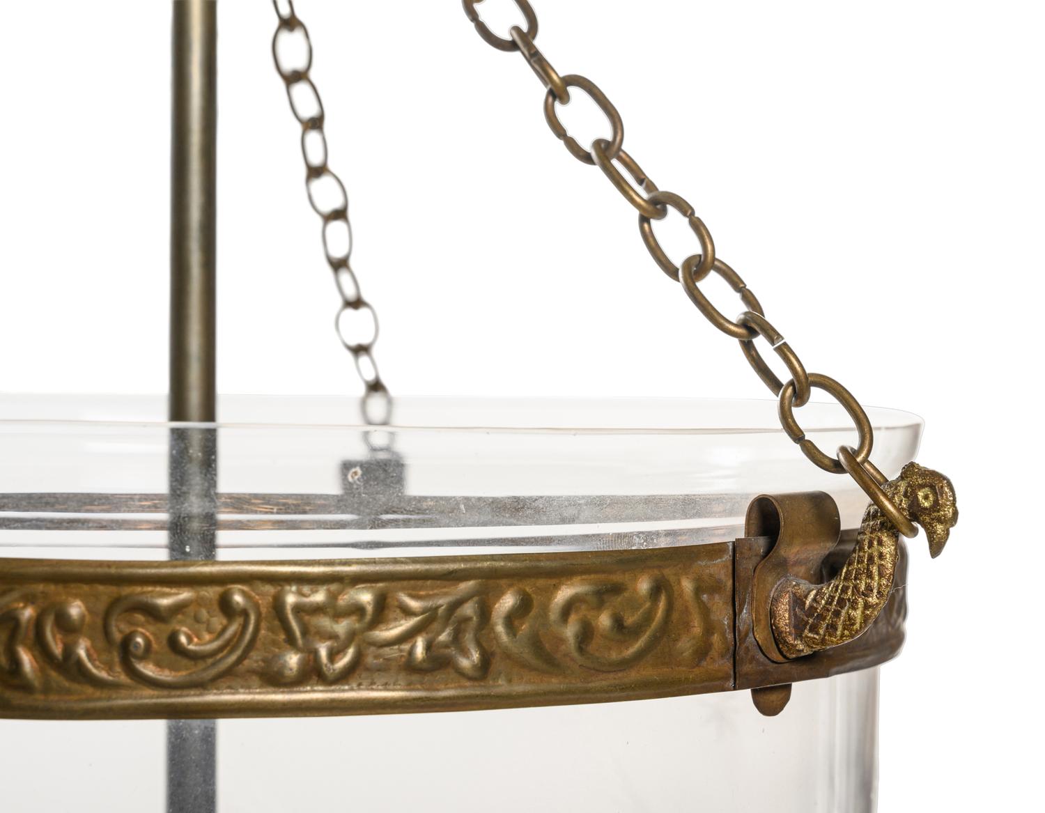 A Brass and Etched Glass Hall Lantern