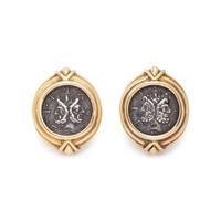 SUSAN BERMAN, YELLOW GOLD AND COIN EARCLIPS