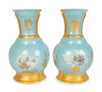 A Pair of French Porcelain Flat-Back Wall Vases — 19TH CENTURY