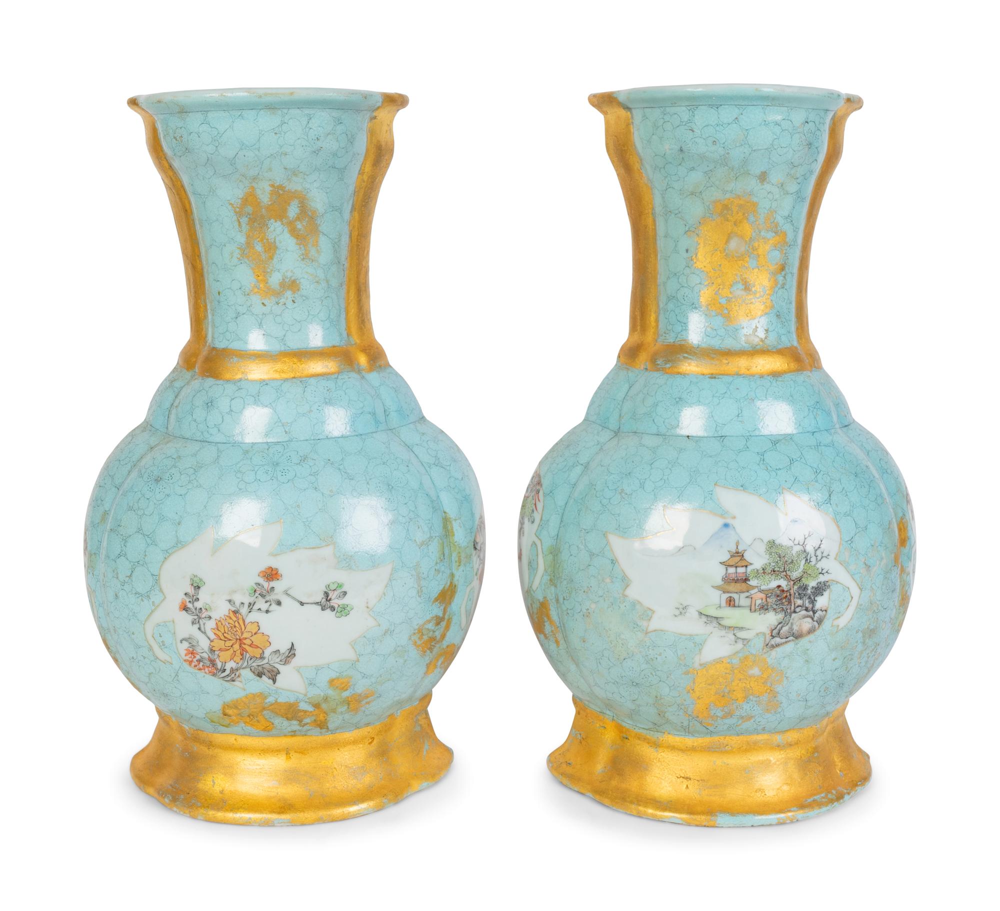 A Pair of French Porcelain Flat-Back Wall Vases — 19TH CENTURY