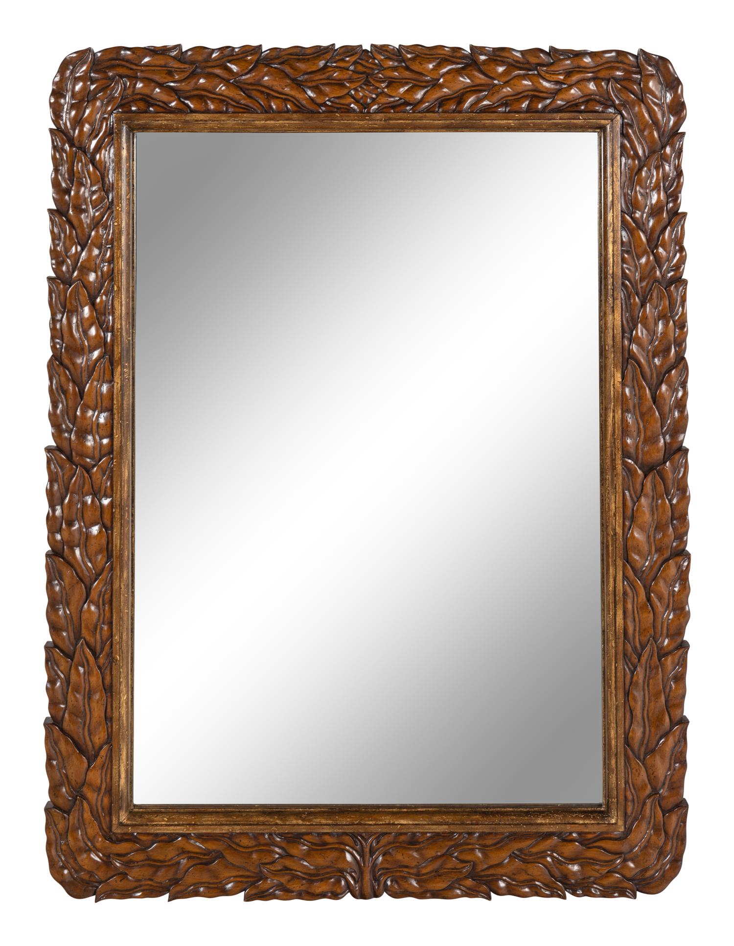 A Contemporary Leaf-Carved Mirror