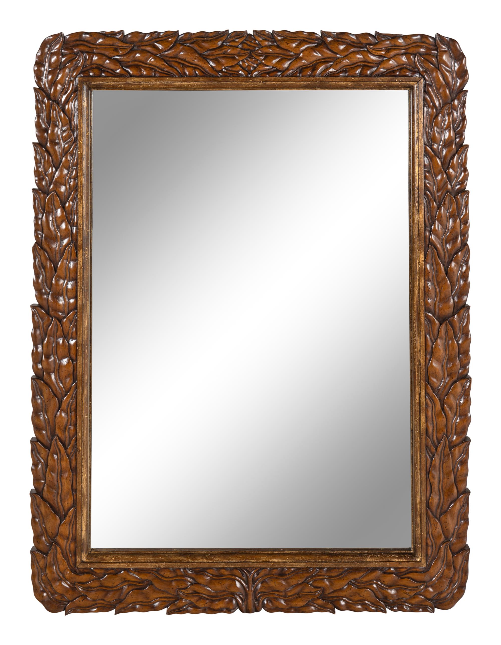 A Contemporary Leaf-Carved Mirror