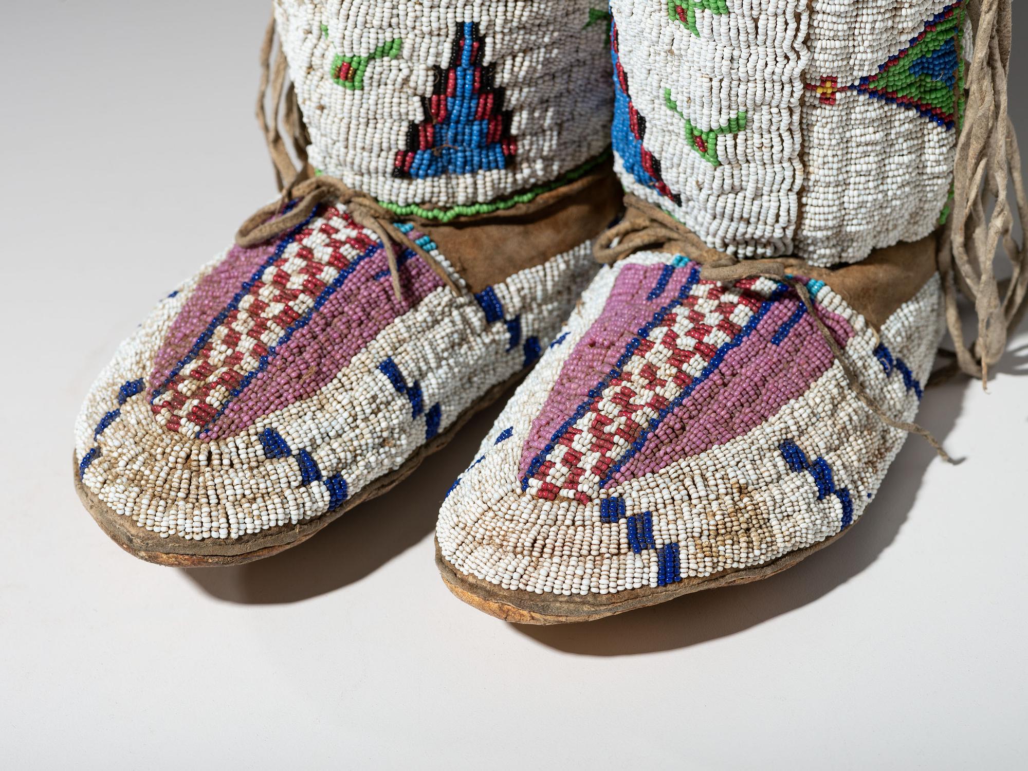 Sioux Beaded Hide Leggings and Moccasins